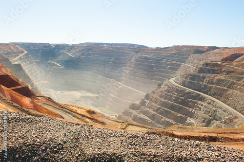 Aerial view open cut Gold Mine Australia photo