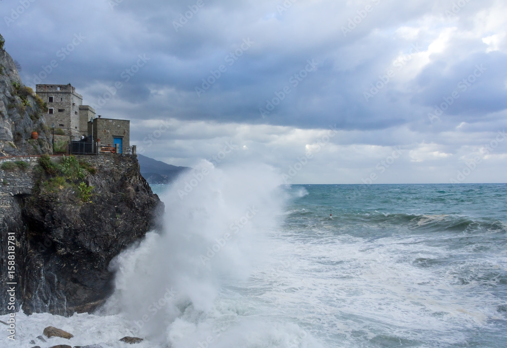 Beach in Monterosso al Mare during a storm Beach in Monterosso al Mare during a storm