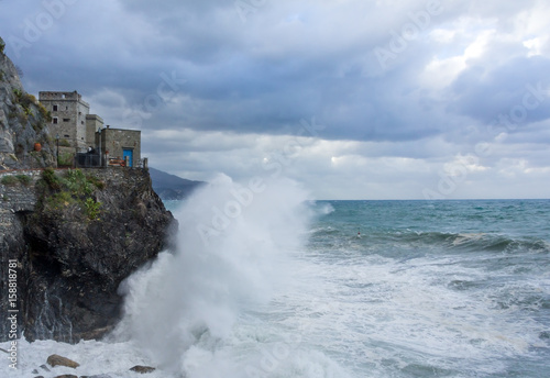 Beach in Monterosso al Mare during a storm
