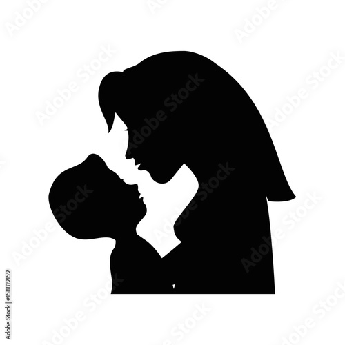 Mom with baby silhouette icon vector illustration graphic design