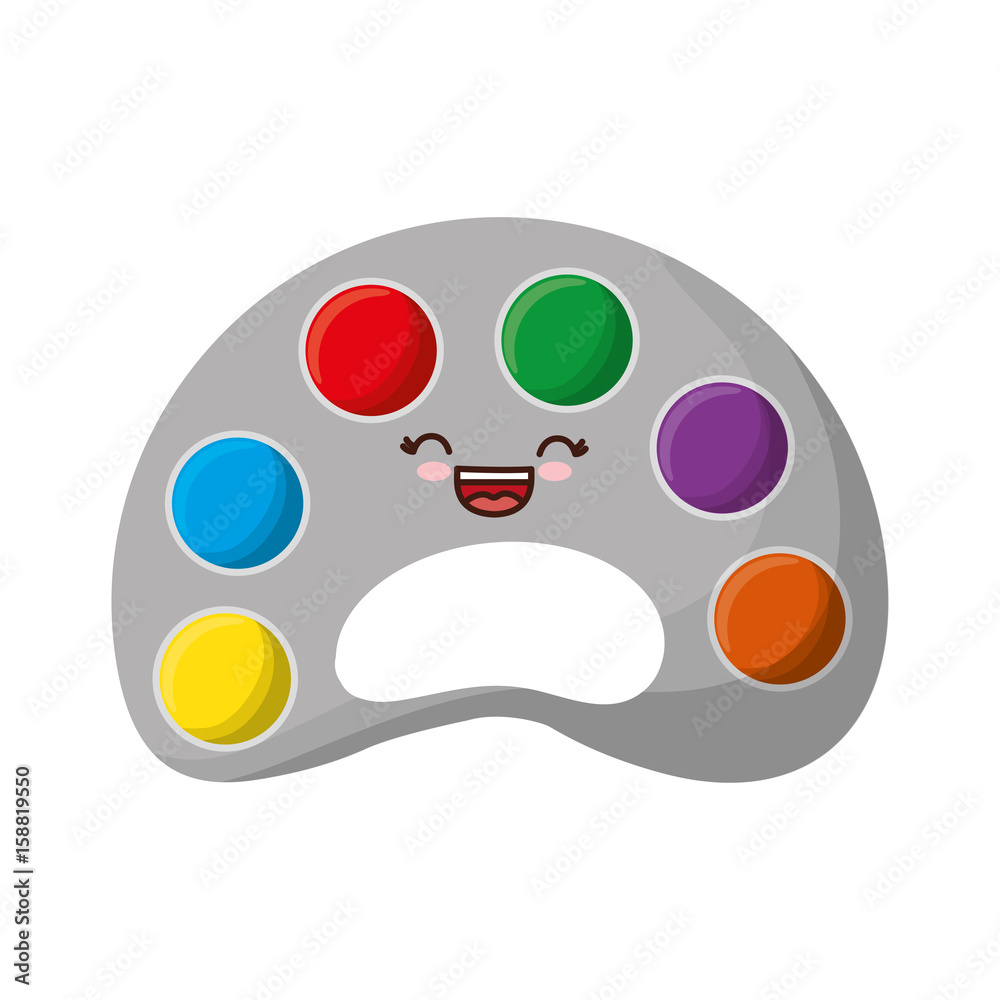 kawaii paint palette icon over white background vector illustration
