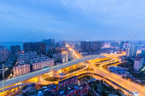 city interchange overpass in nightfall © chungking