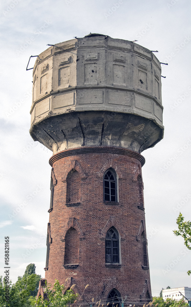 the old water tower from a close distance
