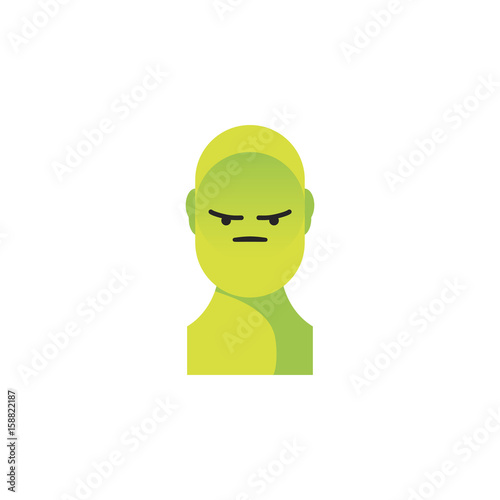 Angry green smiley. Like social icon. Button for expressing social emoji. Flat vector illustration EPS 10