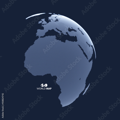 Africa and Europe. Earth globe. Global business marketing concept. Dotted style. Design for education, science, web presentations.