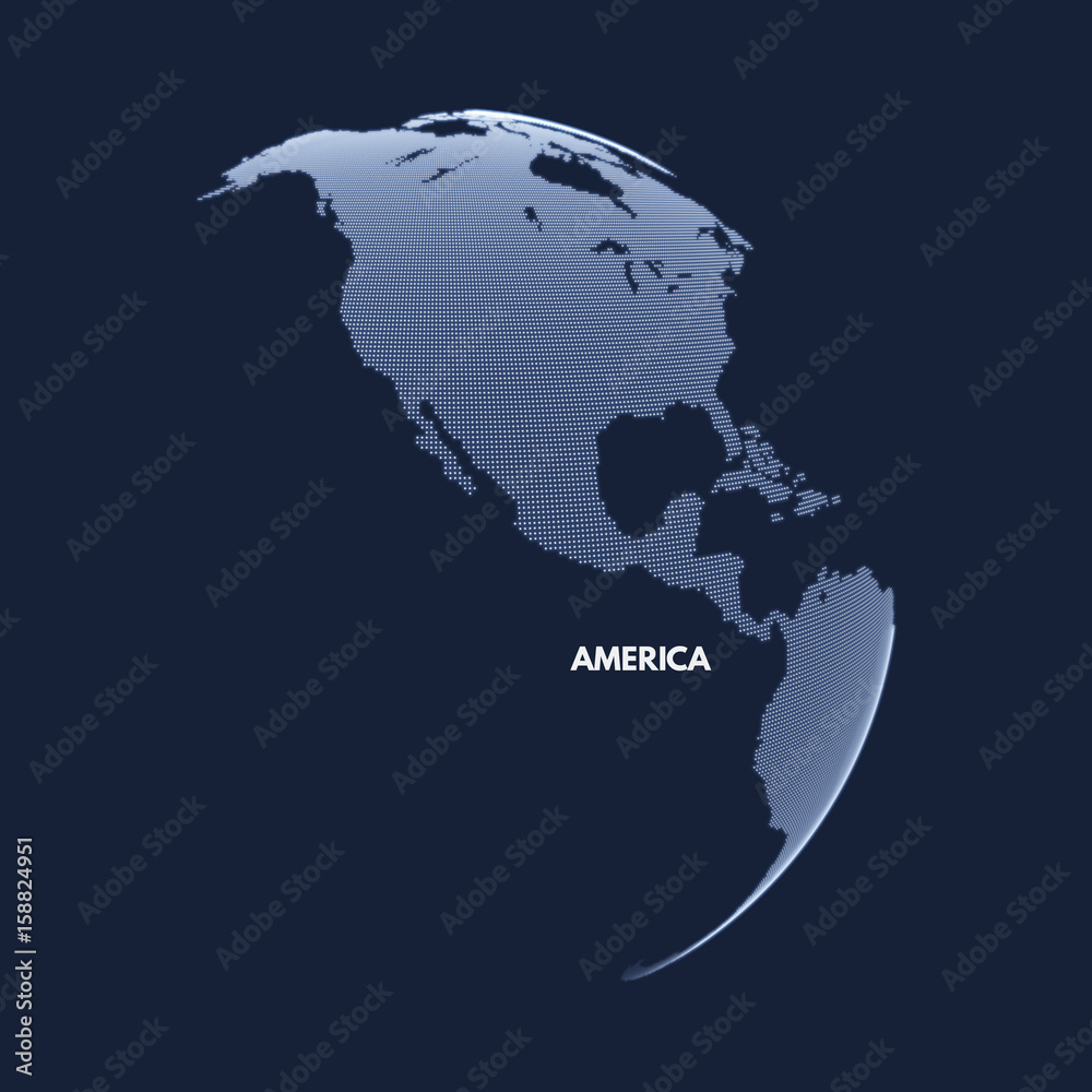 Naklejka premium North America. Earth globe. Global business marketing concept. Dotted style. Design for education, science, web presentations.