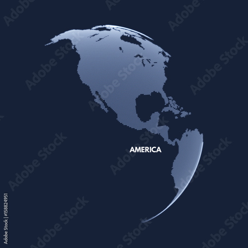 North America. Earth globe. Global business marketing concept. Dotted style. Design for education, science, web presentations.