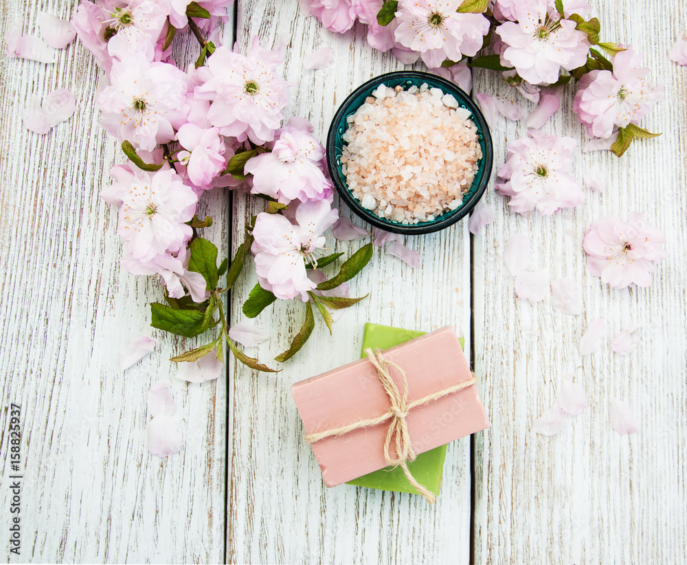 Spa products with sakura blossom