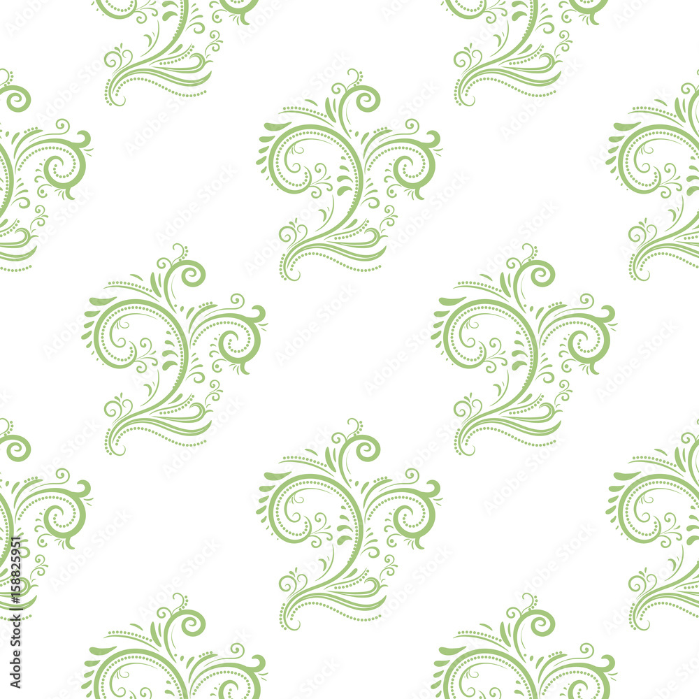 Decorative ornament seamless pattern. Green flower branch Decorative ornament seamless pattern. Green flower branch