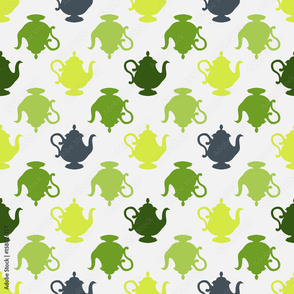 Obraz premium Seamless pattern with a multicolored teapots
