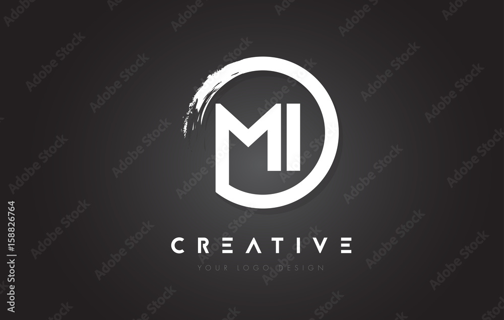 MI Circular Letter Logo with Circle Brush Design and Black Background. MI Circular Letter Logo with Circle Brush Design and Black Background.