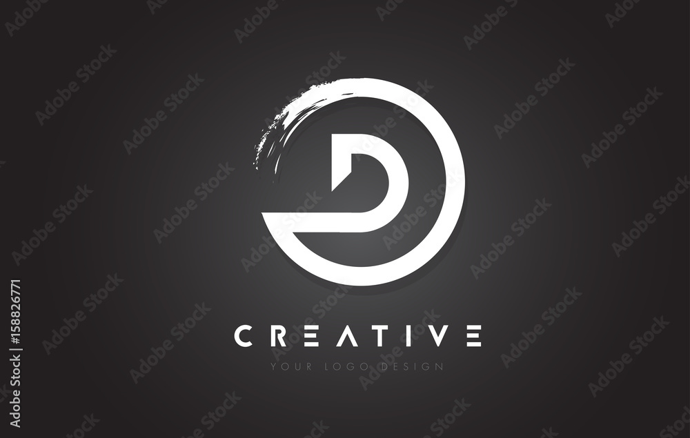 D Circular Letter Logo with Circle Brush Design and Black Background.