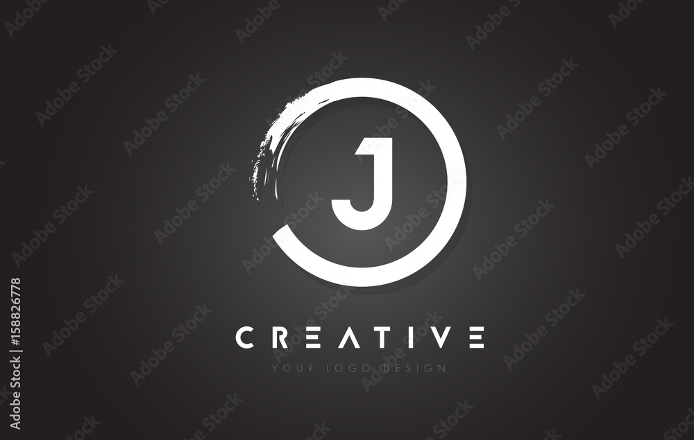 J Circular Letter Logo with Circle Brush Design and Black Background. J Circular Letter Logo with Circle Brush Design and Black Background.