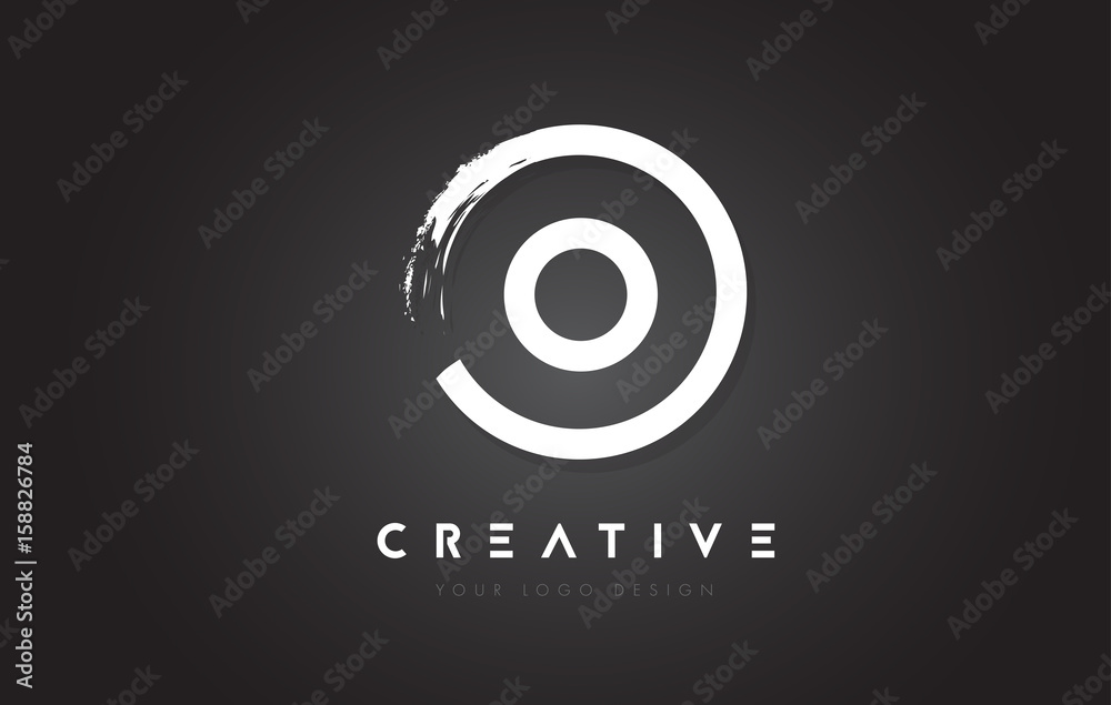 O Circular Letter Logo with Circle Brush Design and Black Background.