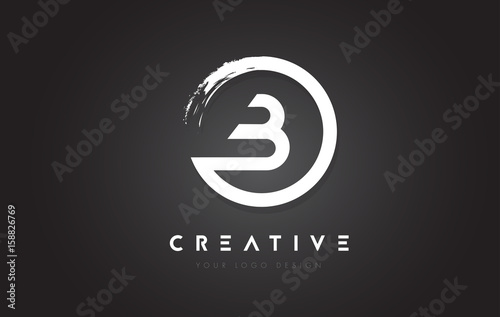 B Circular Letter Logo with Circle Brush Design and Black Background.
