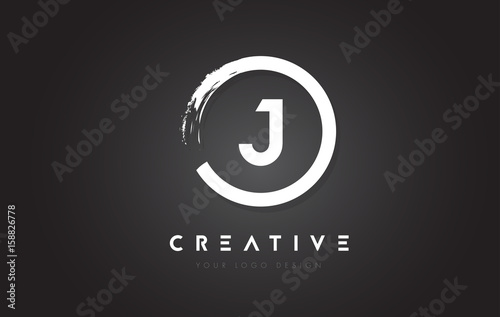 J Circular Letter Logo with Circle Brush Design and Black Background.