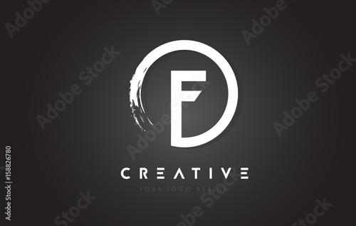F Circular Letter Logo with Circle Brush Design and Black Background.