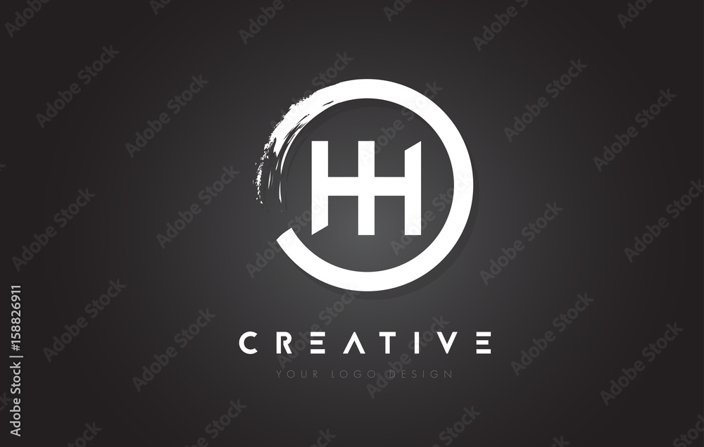 HH Circular Letter Logo with Circle Brush Design and Black Background. HH Circular Letter Logo with Circle Brush Design and Black Background.