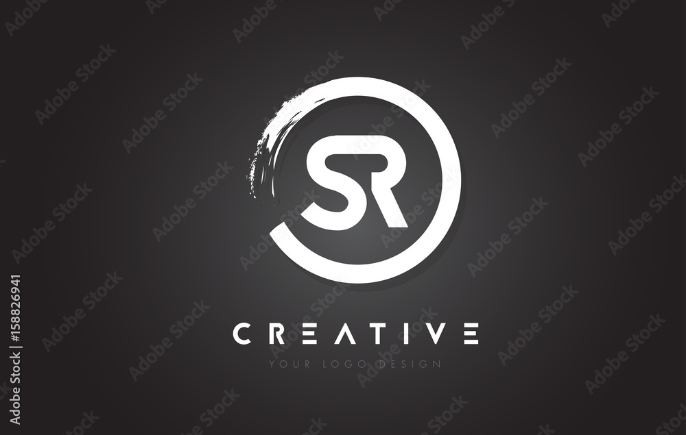 SR Circular Letter Logo with Circle Brush Design and Black Background. SR Circular Letter Logo with Circle Brush Design and Black Background.