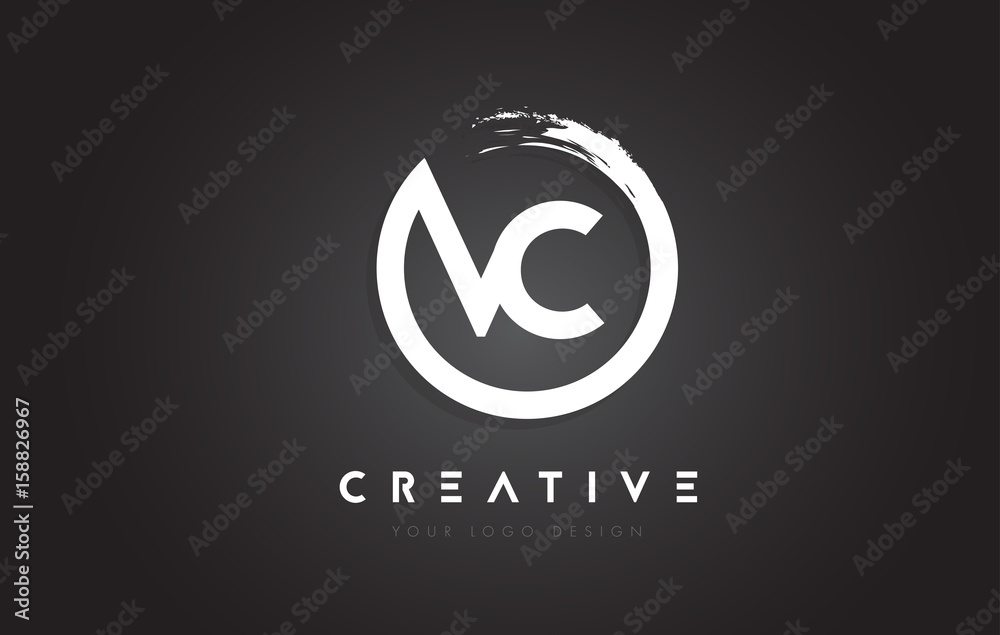 Obraz premium VC Circular Letter Logo with Circle Brush Design and Black Background.