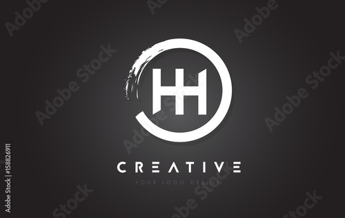 HH Circular Letter Logo with Circle Brush Design and Black Background.