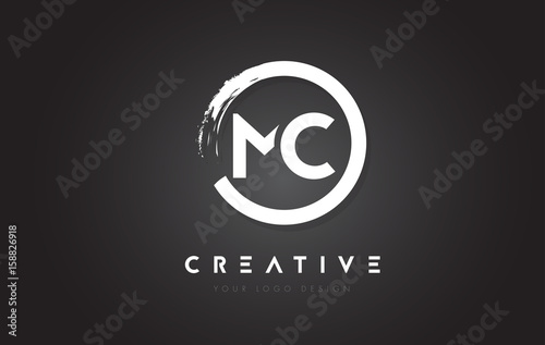 MC Circular Letter Logo with Circle Brush Design and Black Background.