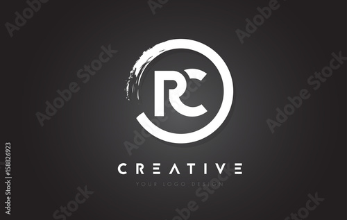RC Circular Letter Logo with Circle Brush Design and Black Background.