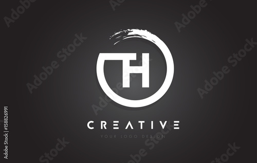TH Circular Letter Logo with Circle Brush Design and Black Background.
