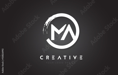 MA Circular Letter Logo with Circle Brush Design and Black Background. photo