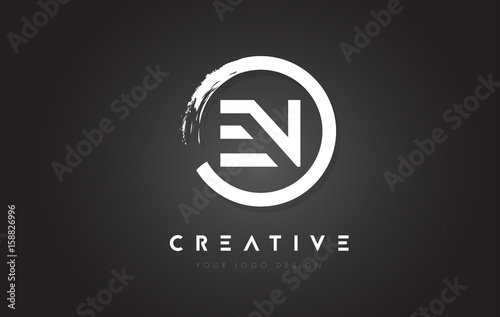 EN Circular Letter Logo with Circle Brush Design and Black Background.