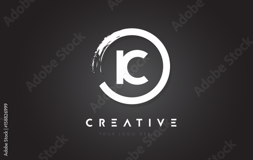 IC Circular Letter Logo with Circle Brush Design and Black Background.