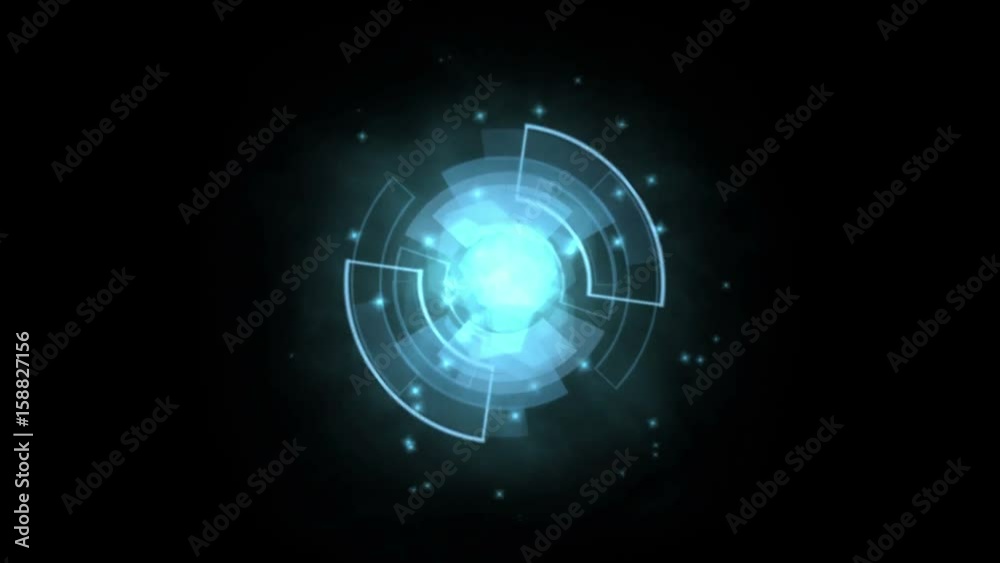 4k rotation tech GPS background,software panel & geometry.