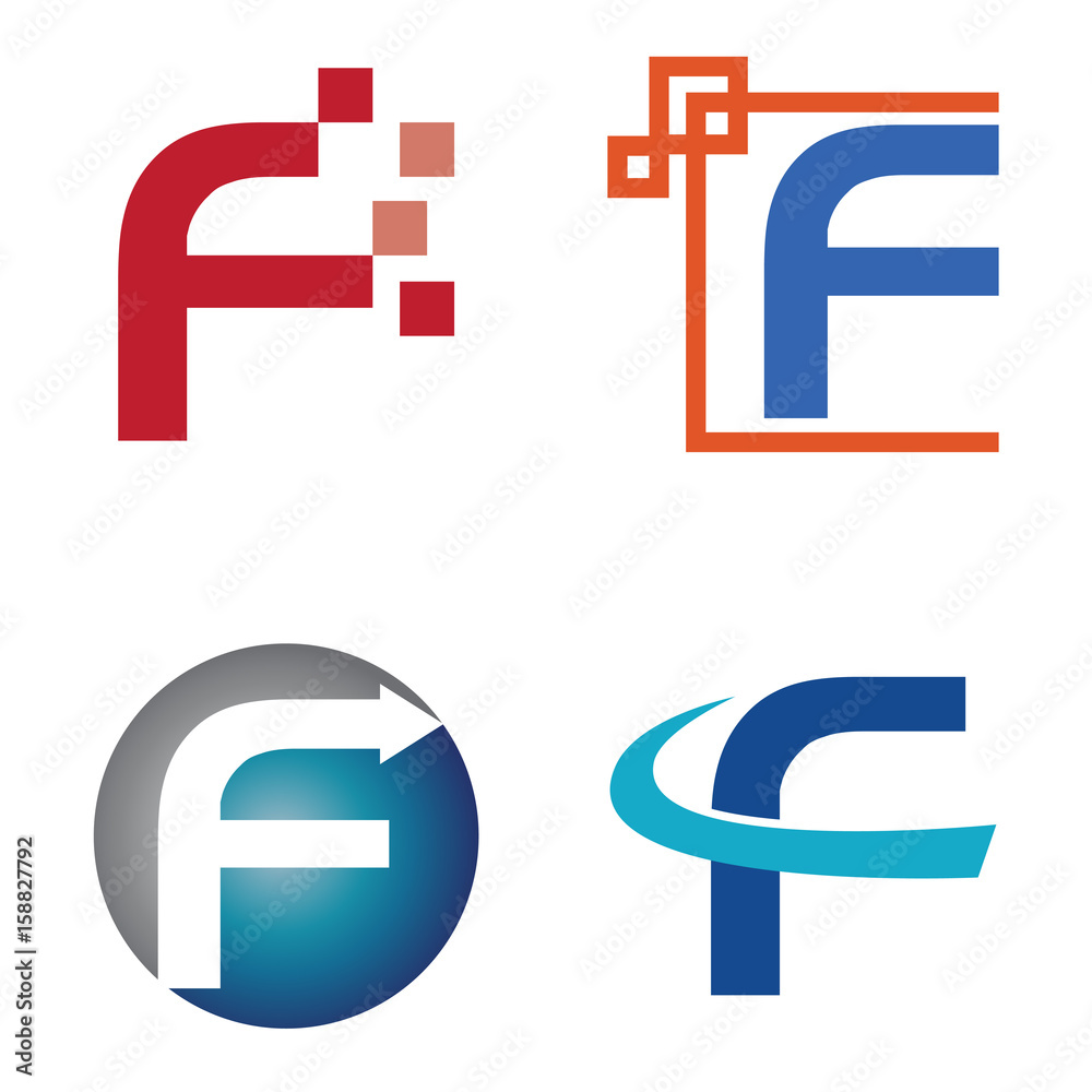 Obraz premium F Letter Technology Internet Symbol Logo Template