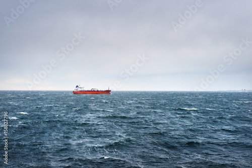 Oil tanker on a windy day in the Baltic sea