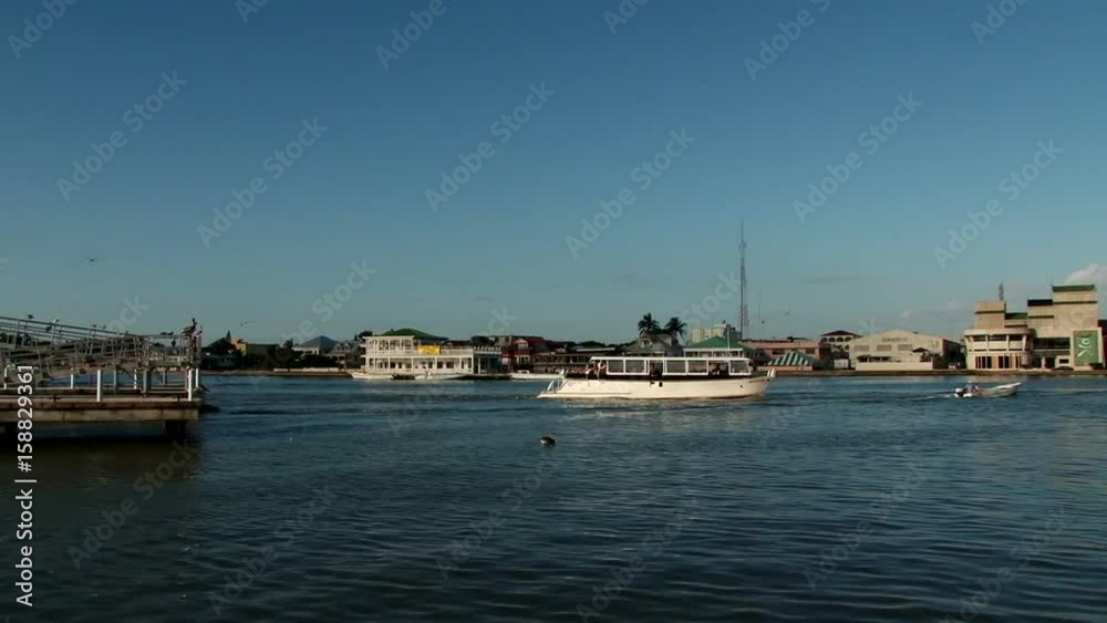 Boats coming to the harbour of Belize City, Belize. Taken sunny day Boats coming to the harbour of Belize City, Belize. Taken sunny day