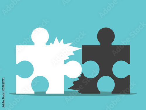 Puzzles, bad teamwork concept