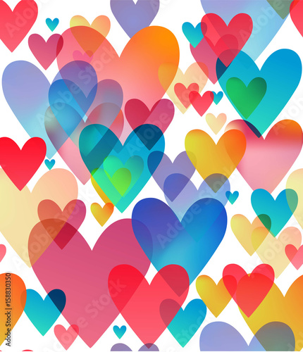Vector background with rainbow hearts
