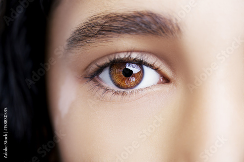 A beautiful insightful look eye with vitiligo. Close up shot