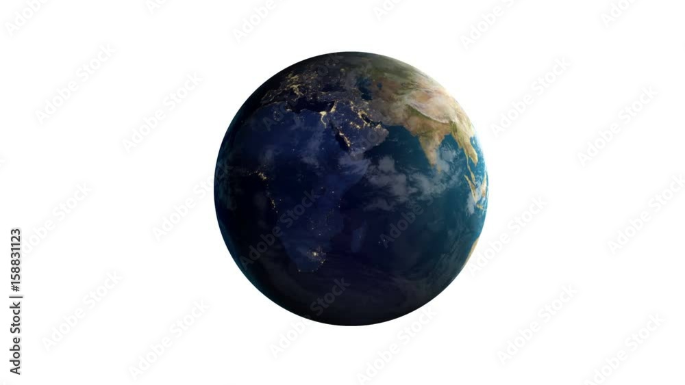 Realistic Earth Rotating on space (Loop). Texture map courtesy of NASA. Realistic Earth Rotating on space (Loop). Texture map courtesy of NASA.
