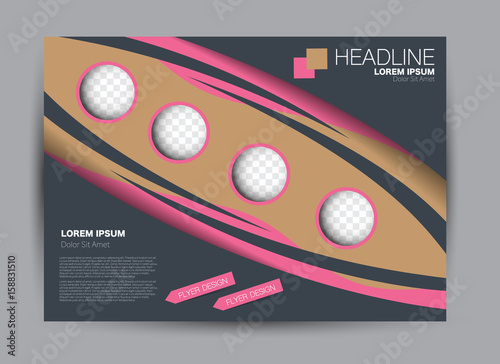Flyer, brochure, billboard template design landscape orientation for education, presentation, website. Pink and brown color. Editable vector illustration.