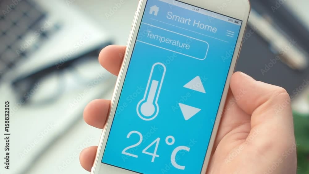 Changing temperature on smart home app on the smartphone