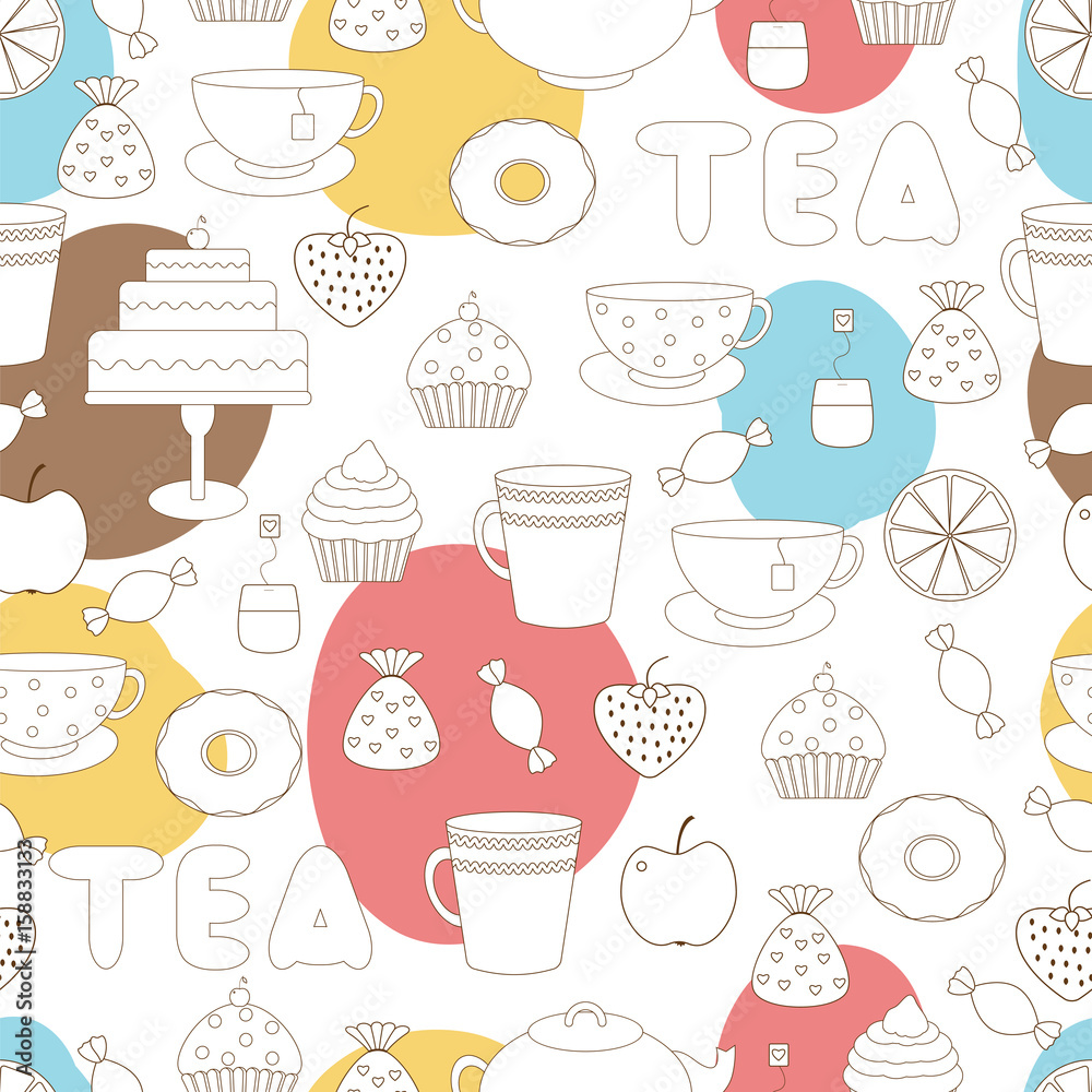 Tea,sweets seamless pattern Tea,sweets seamless pattern