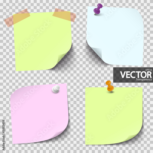 colored sticky papers with vector transparency