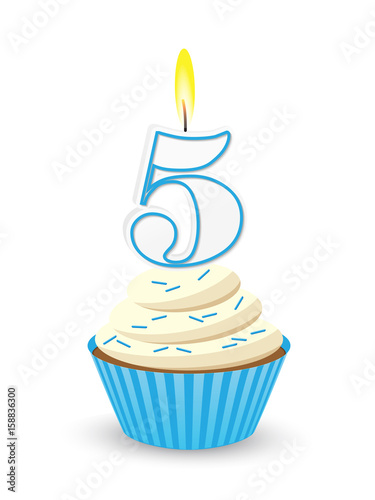 Blue Birthday Cupcake for 5th Birthday