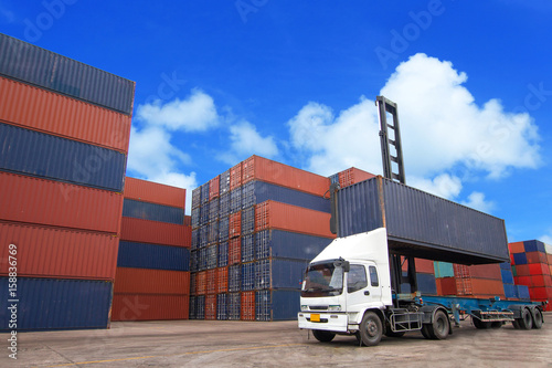 Containers at the Docks with Truck