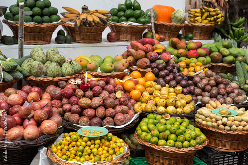  Fresh exotic fruits in Mercado Dos Lavradores. Funchal, Madeira, Portugal