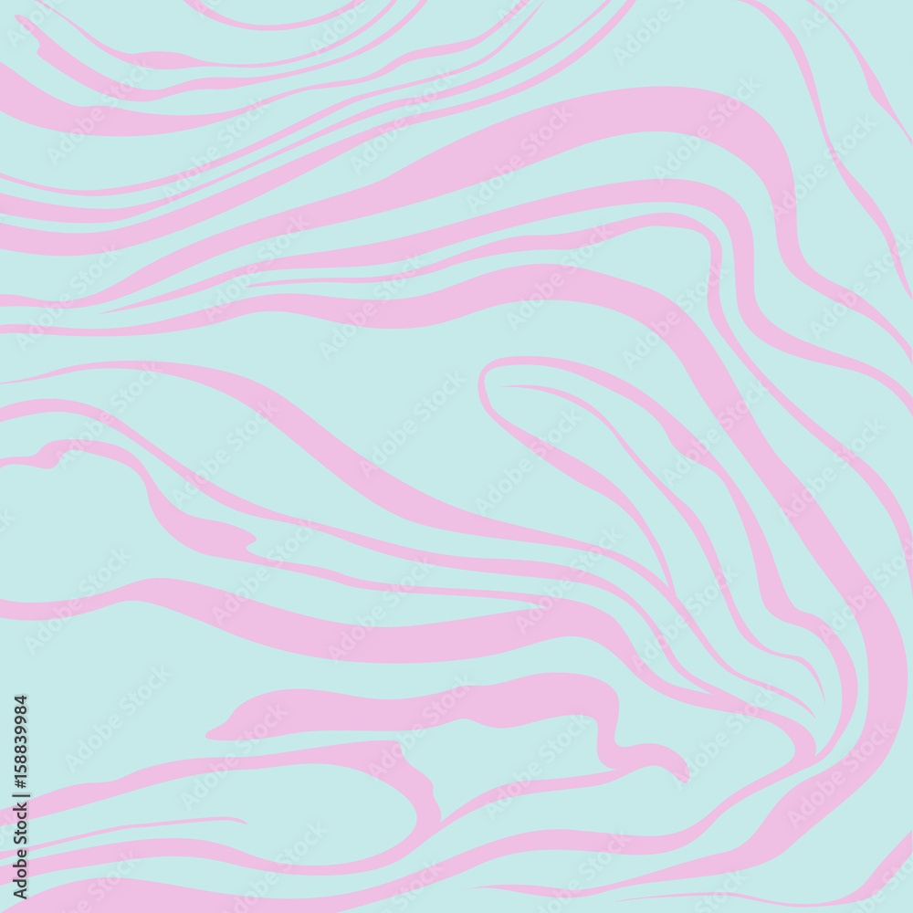 Vector marbling background in turquoise and pink colors square composition
