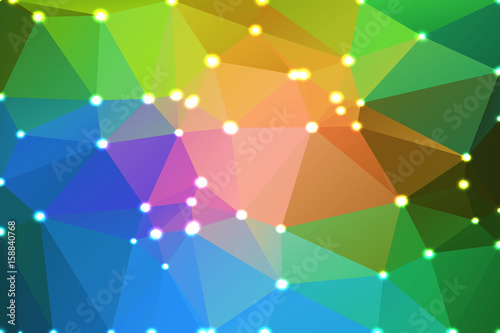 Pink green blue geometric background with lights