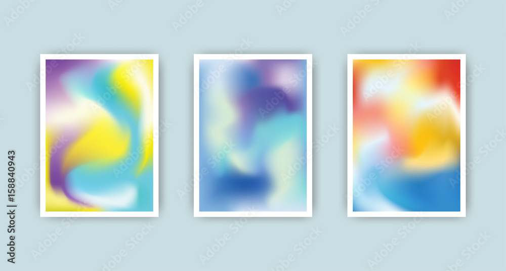 Abstract vivid gradient backgrounds set. Suitable for colorful covers, cards, posters, art illustration, banners design. Vector.