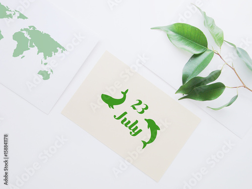 World Whale Dolphin day emblem.Calendar day July 23